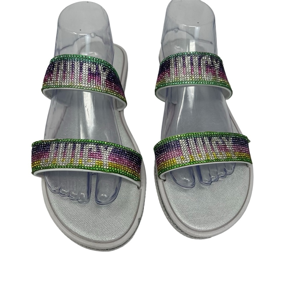 Juicy By Juicy Couture J-Yours Rainbow Sparkle Bling Sandal Women’s Size 11